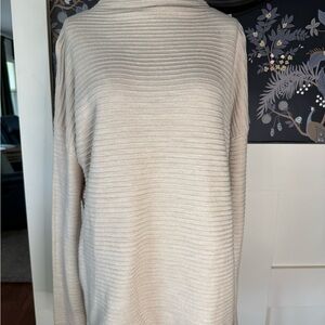 French Connection Beige Ribbed Mock Neck Sweater creamy Beige Sz XS